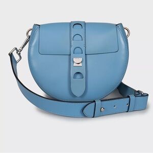 NWT ITALIAN COCCINELLE CAROUSEL LEATHER CROSSBODY PURSE, SMALL SIZE, SKY BLUE